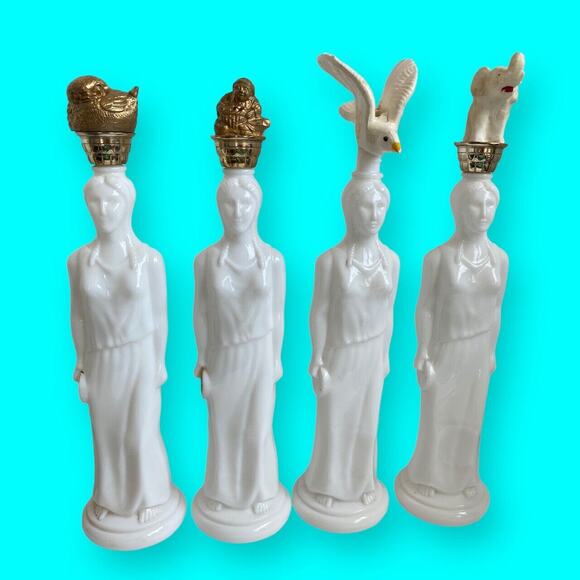 Grecian Godesses Headresses Altered Bottle Art Assemblage Birds Buddha Elephant - Picture 7 of 7